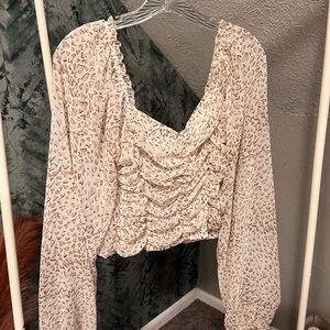 Amaryllis long sleeve smocked blouse